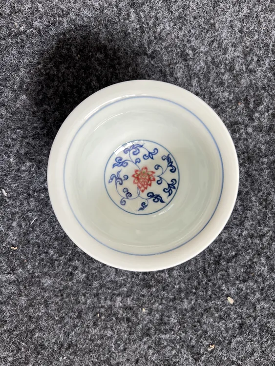青花瓷泡茶杯釉里红主人杯缠枝莲压手杯单个大号陶瓷茶碗kk8688