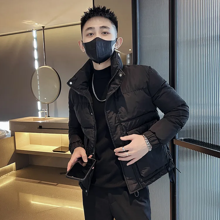 潮牌立领棉衣外套男士冬季加厚棉服男装2025新款休闲修身保暖袄子