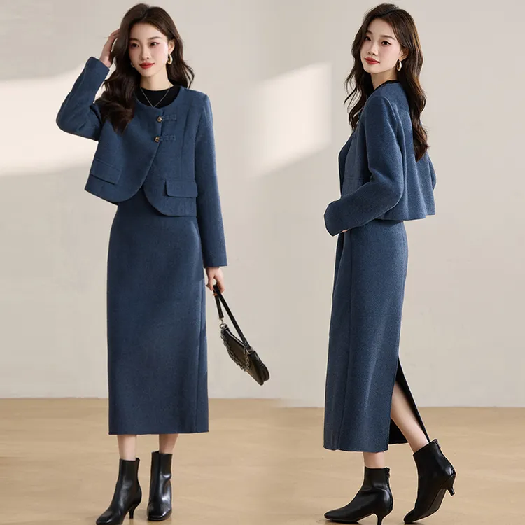 小香风毛呢套装裙女秋冬2025年新款气质名媛女神范高端职业两件套