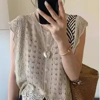 M3424 荷叶边镂空无袖马夹女夏新款慵懒感舒适休闲上衣