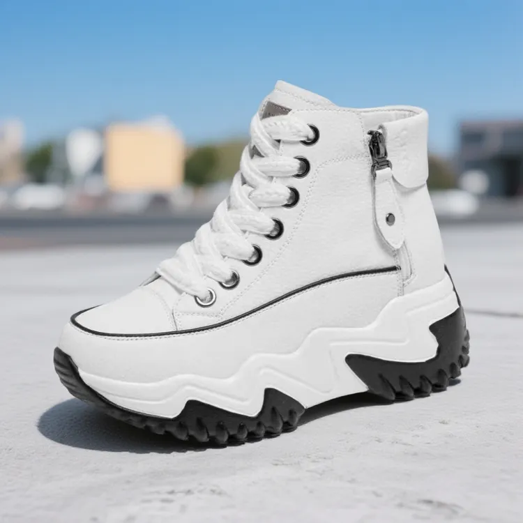 增高7公分真皮女鞋小白鞋2025秋冬季运动休闲鞋小个子厚底老爹鞋