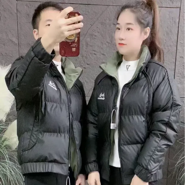 2025新款情侣同款印花立领加厚0120冬季棉衣修身短款洋气百搭棉服
