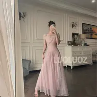 【现货】LUOLUOZ【抖落繁星】绝美不规则拼接收腰长款时尚连衣裙CC113