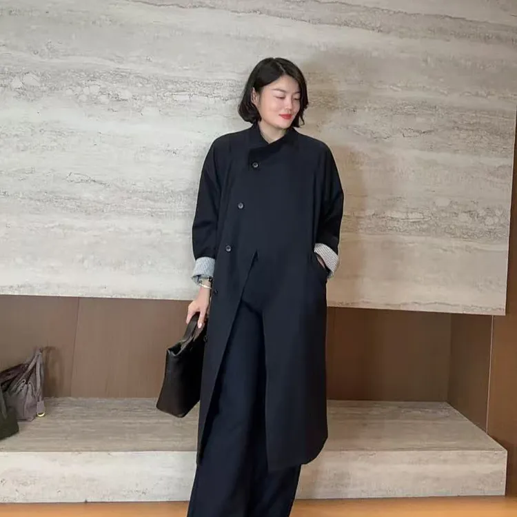 TANTAN 气质休闲百搭长款秋冬风衣外套3210