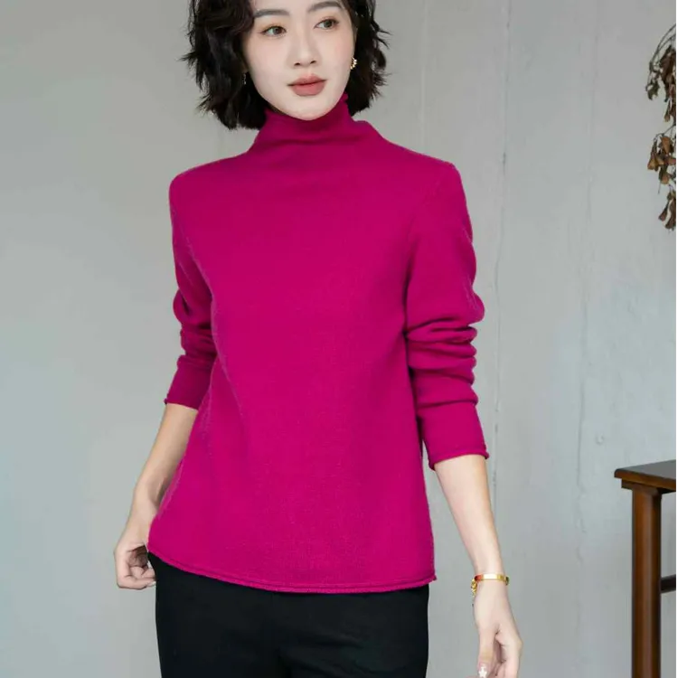 韩衣奇迹堆堆领针织上衣常规款加厚女秋冬长袖羊绒衫半高领打底衫