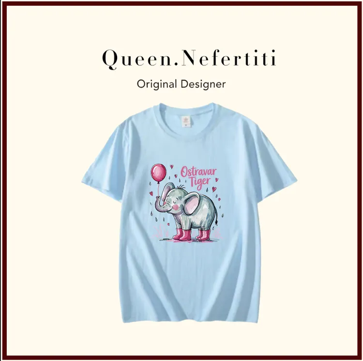 夏季时尚印花潮流春夏卡通圆领设计感短袖-气球象-C50