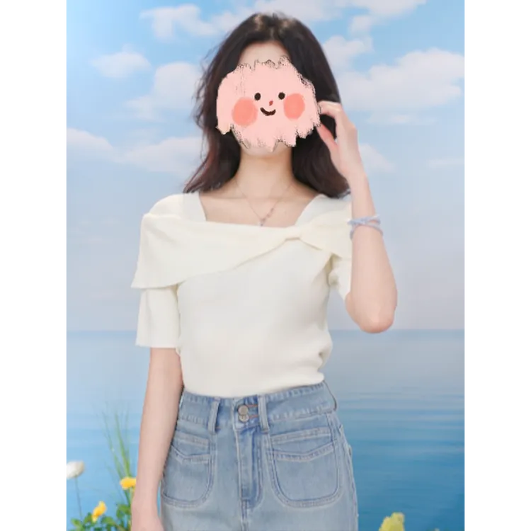 2025年气质夏季时尚舒适T恤休闲短袖上衣百搭圆领短袖针织衫女