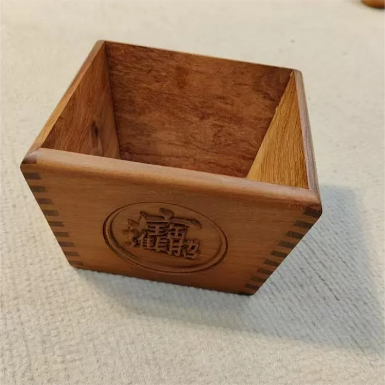 缅花雕刻米斗15cm