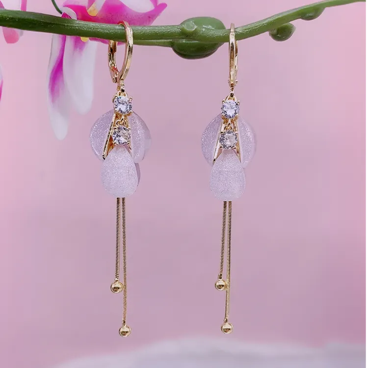 铜合金亚克力耳饰 （723）个性时尚植物花卉耳环清新简约欧若假日风