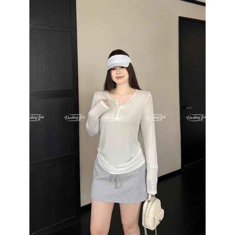 DarlingJust小野墩墩[淡人防晒t]95莱赛尔天丝显瘦长袖t薄款上衣
