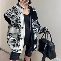 【渣渣专属外套】KM803款秋冬时尚黑白配色针织开衫