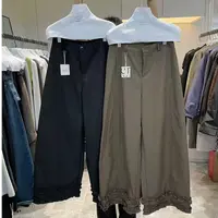 25090浪漫入秋 韩标重工下摆花边高腰阔腿裤