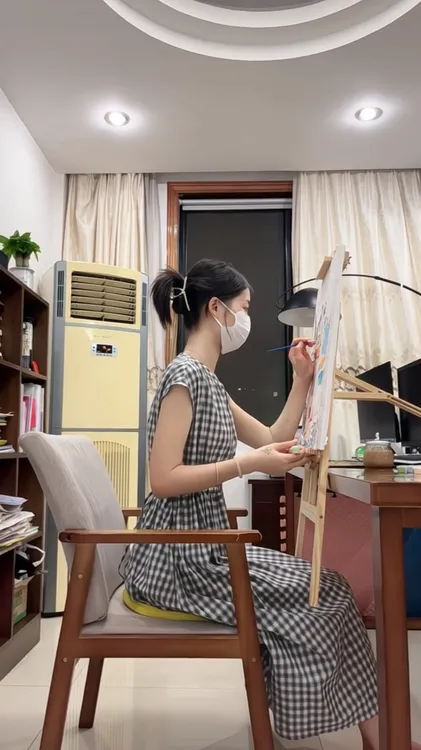 2025夏季新款韩系气质黑格抽绳v领连衣裙女a字短袖中长裙