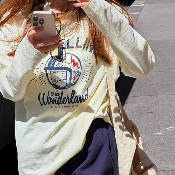 HH.CHAN“决斗吧！”100%棉美式复古圆领显瘦米杏色卫衣HH53H37793