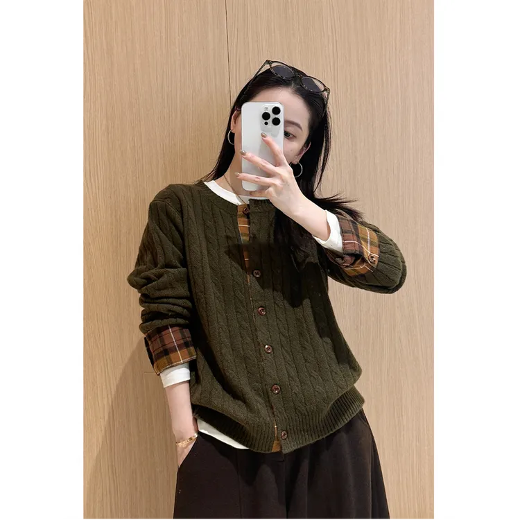 2025冬季新款针织衫奶fufu软糯慵懒风上衣韩系高级松弛感绿色毛衣