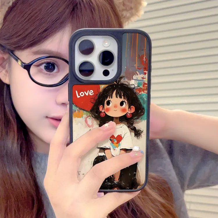 涂鸦女孩适用苹果16promax手机壳iphone15pro新款14可爱12磁吸