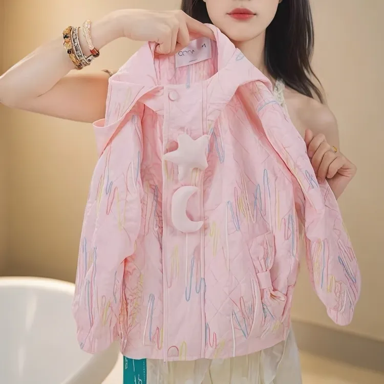 现货！女童甜美外套秋装2025新款休闲可爱彩绘刺绣外套防风夹克衫