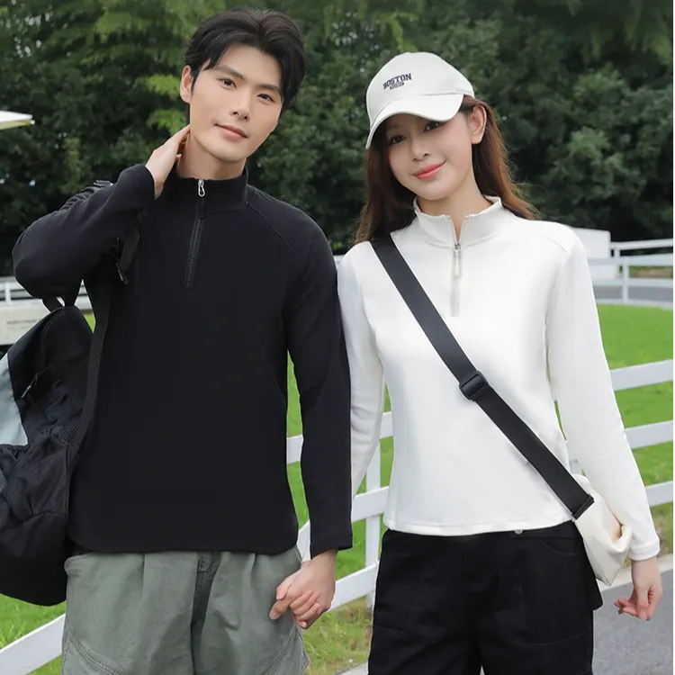 秋冬情侣运动瑜伽热能软壳衣半拉链立领简约百搭保暖卫衣-X