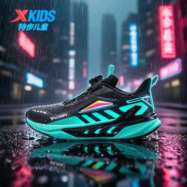 【星舰皮面款】特步儿童冬季跑步鞋大童防水软底运动鞋675415119030