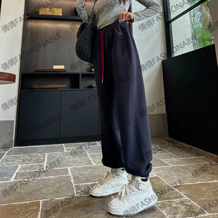 高腰显瘦字母刺绣束脚裤女秋款时尚百搭宽松卫裤小个子休闲裤长裤