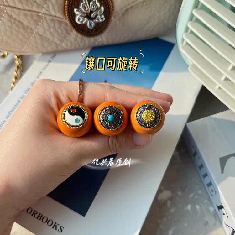 [拍一发三]绕指柔镶口可旋转精品实心桃木葫芦适合新手把玩摆件