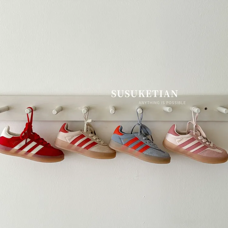 儿童2025秋季新款男童韩版德训鞋女童百搭板鞋魔术贴防滑轻便