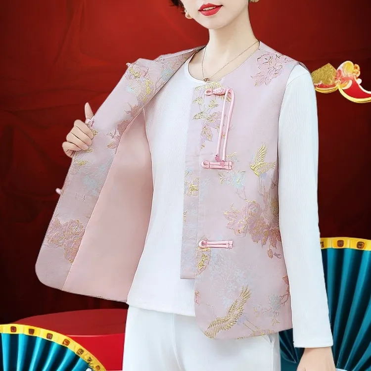 新中式国风马甲外套女春秋2025新款洋气时髦马夹妈妈背心坎肩百搭