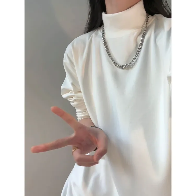 cleanfit半高领德绒打底衫男秋冬款黑色卫衣黑白内搭重磅长袖t恤