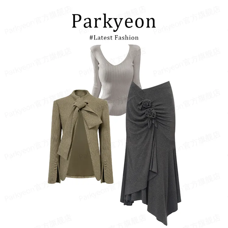 INS CEC韩系温柔设计感针织衫开衫内搭打底衫优雅半身裙气质套装