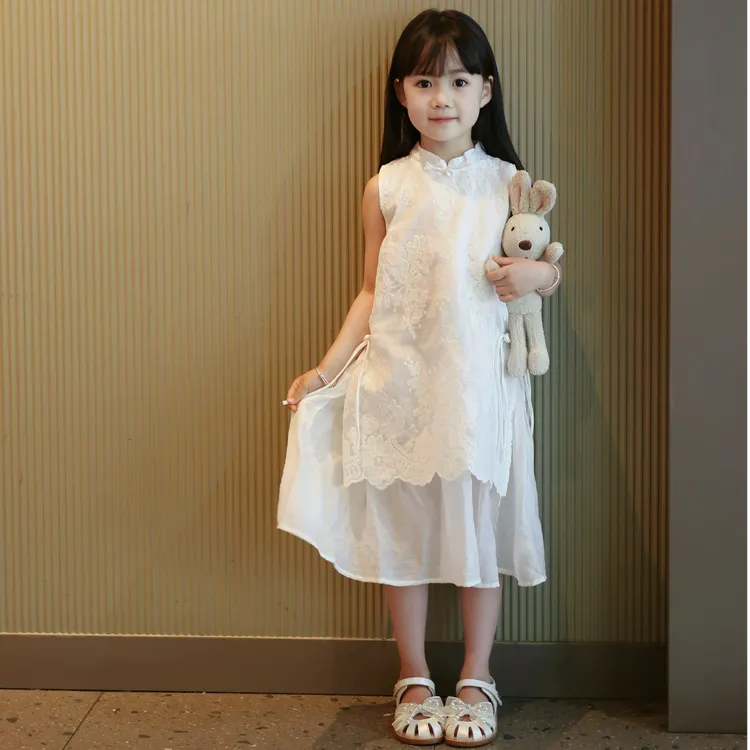 壹妈童装女童新中式2025夏装新款洋气小女孩国风旗袍背心裙潮童