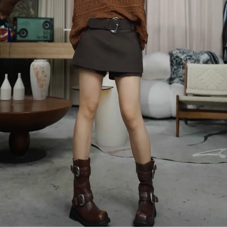 infobyfive2025秋冬二代带腰带屁帘短裙短裤裙裤一店NF0508033