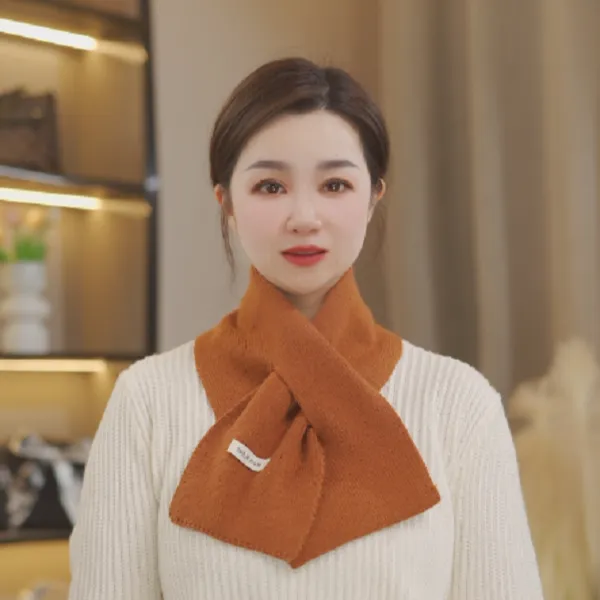 2025秋冬纯色围巾针织毛绒男士女士围脖15*80商品图