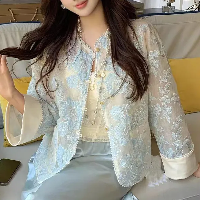 【倾城之恋】新中式国风短外套重工刺绣上衣外套蕾丝小香风气质长袖