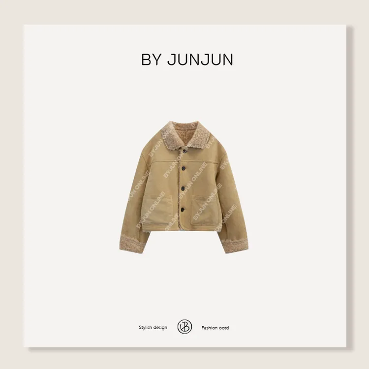 ByJunjun【奶酪外套】双面穿羊毛厚外套秋冬新款百搭保暖上衣