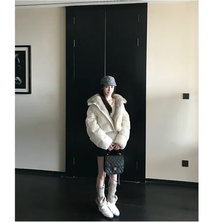 COCO皮草"轻绒欧包"三星安心95白鹅绒~三防超蓬松狐狸毛外套