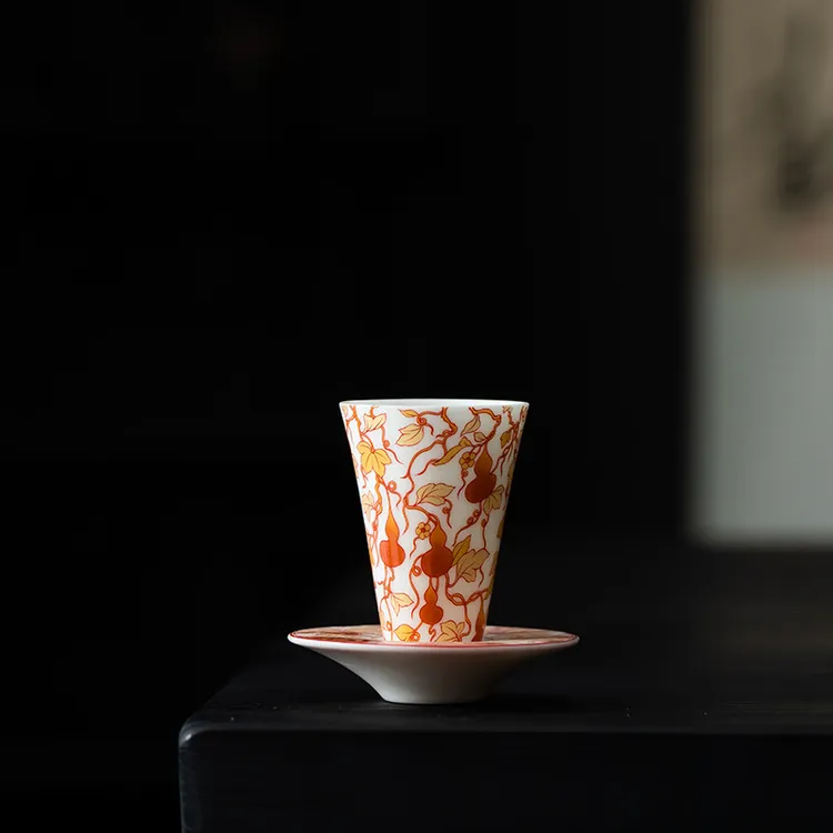 创意葫芦闻香杯家用陶瓷茶杯品茗杯功夫茶具斗笠杯闻香品杯套装