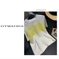 【南瓜定制】N1415-新款时尚好看拼接常规款显瘦女士T恤小众长袖