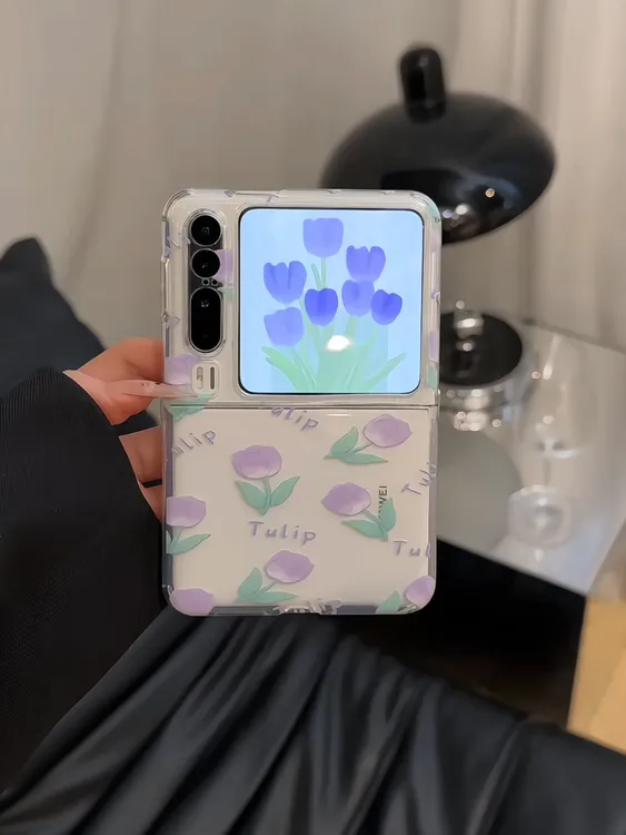 【华为purax系列】适用华为purax手机壳直边折叠防摔可爱小众郁金香