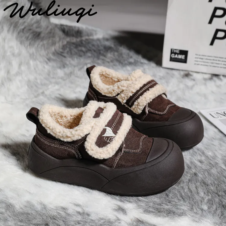 巫六七【原创新品】女鞋2025秋冬加绒保暖防滑魔术贴学生百搭棉鞋