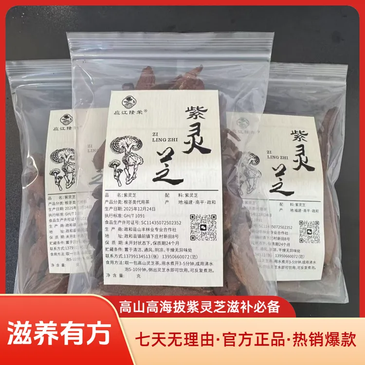 中老年滋补必备切片紫灵芝高海拔林下紫灵芝适合泡酒孢子粉灵芝