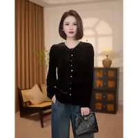 【锦初】新中式秋季新款泡泡皱丝绒上衣LYGSY2120