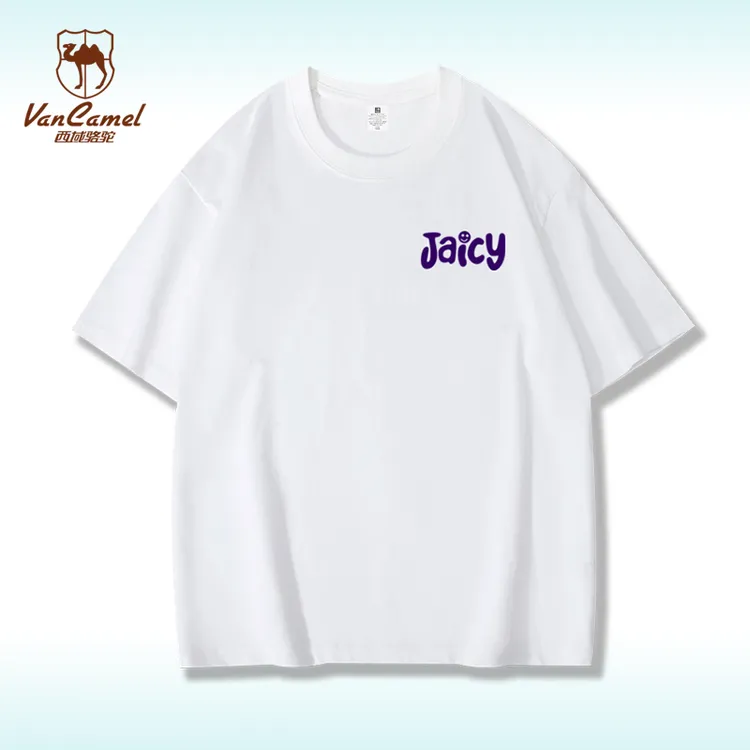 【两件装】VANCAMEL/西域骆驼重磅纯棉t恤夏季情侣圆领短袖HBDX001