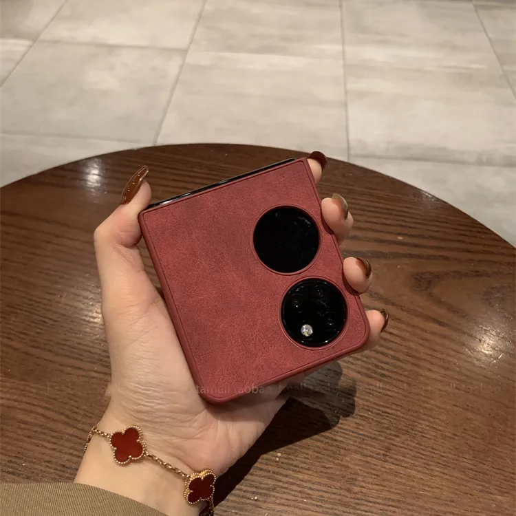 红皮纹适用华为pocket2手机壳p50pockets/purax荣耀magicvflip2