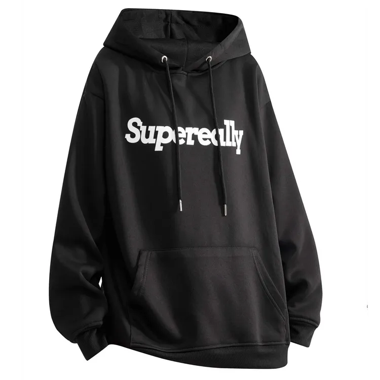 SUPEREALLY撞色字母立体刻字膜Logo宽松休闲保暖连帽卫衣男女同款