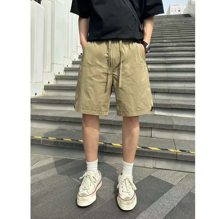 WAG“锦氨网孔”透气短裤夏季新款松紧腰纯色冰感弹力五分裤-C111