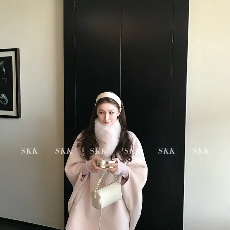 Skk Store '超好搭!小奶狐'蓬松真狐狸毛皮斗篷毛领保暖毛毛围巾