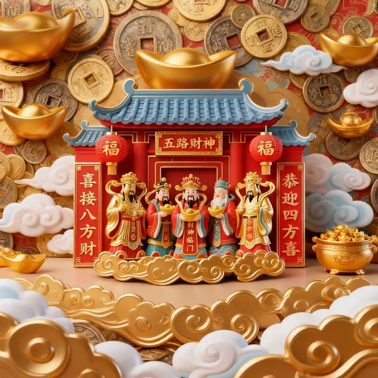 【五路财神！】树脂冰箱贴个性化立体国风招财纳福文创旅游纪念品