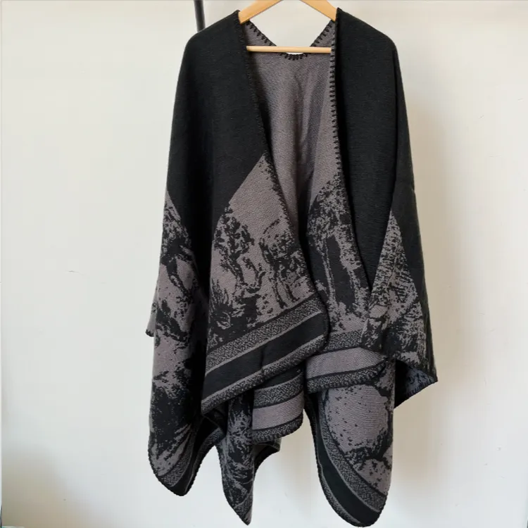 韩版小众设计感双面大披肩外搭女秋冬季旅游开叉披风斗篷
