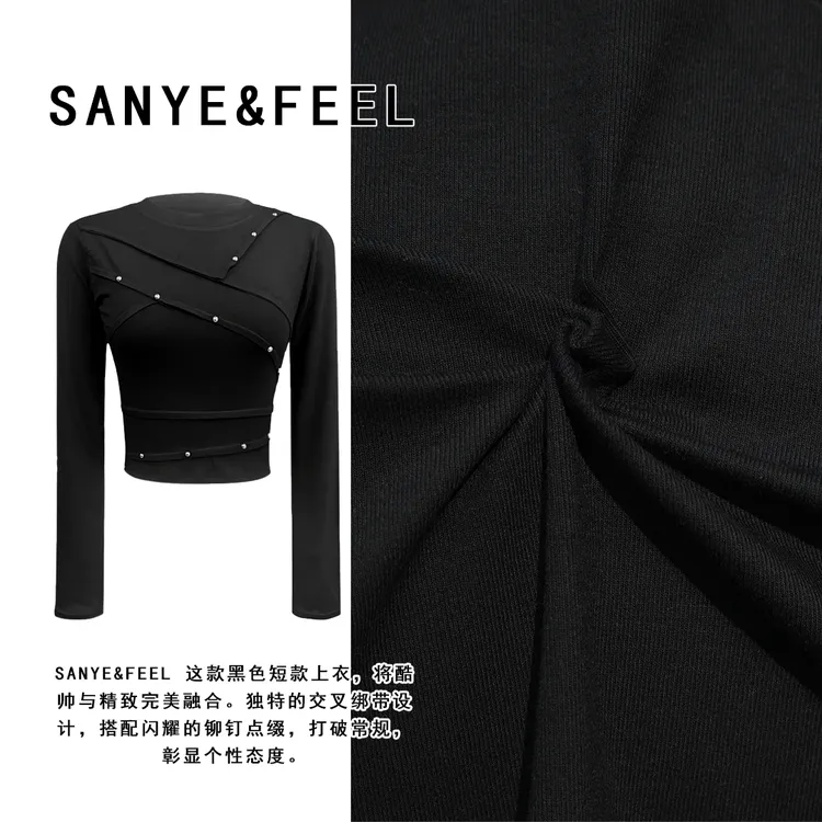 sanye&feel/妍三也【气场全开】秋季新款铆钉辣妹修身上衣53059YX