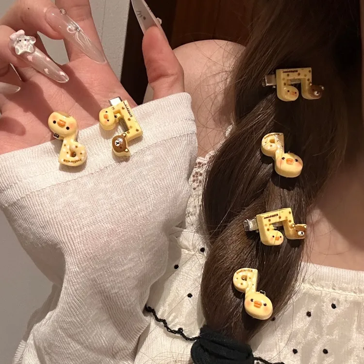 可爱音乐符轻松熊小鸡迷你发夹甜妹少女碎发侧边鸭嘴夹超萌发卡